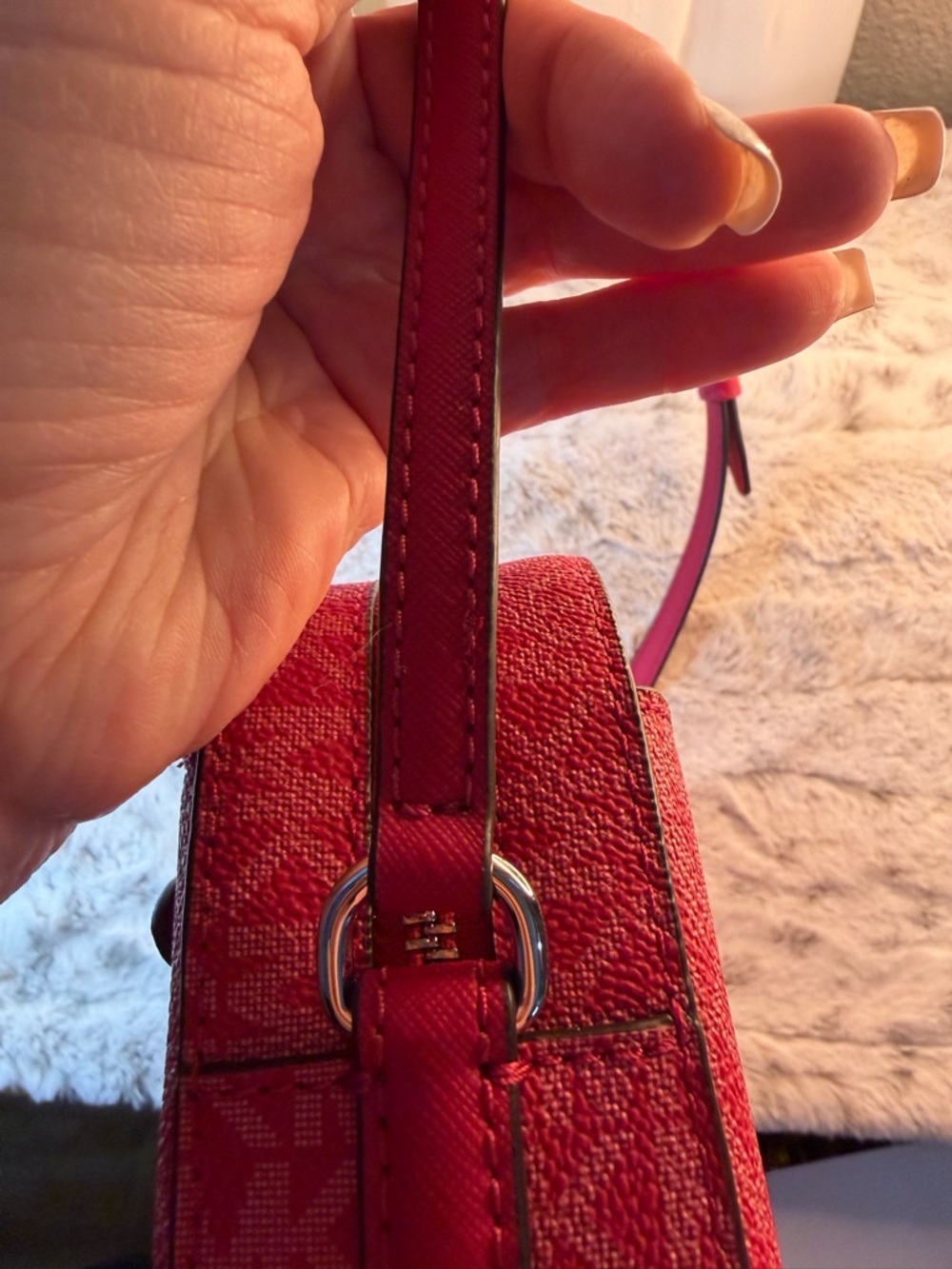 Michael Kors Pink-Red Signature Crossbody Bag - Picture 12 of 16